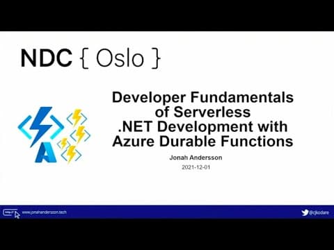 Developer Fundamentals of Serverless NET Development with Azure Durable Functions - Jonah Andersson